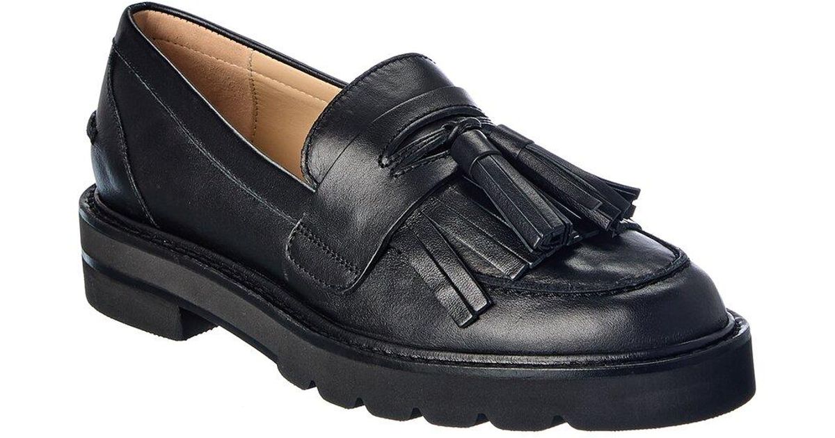 Stuart Weitzman Mila Lift Leather Loafer in Black | Lyst