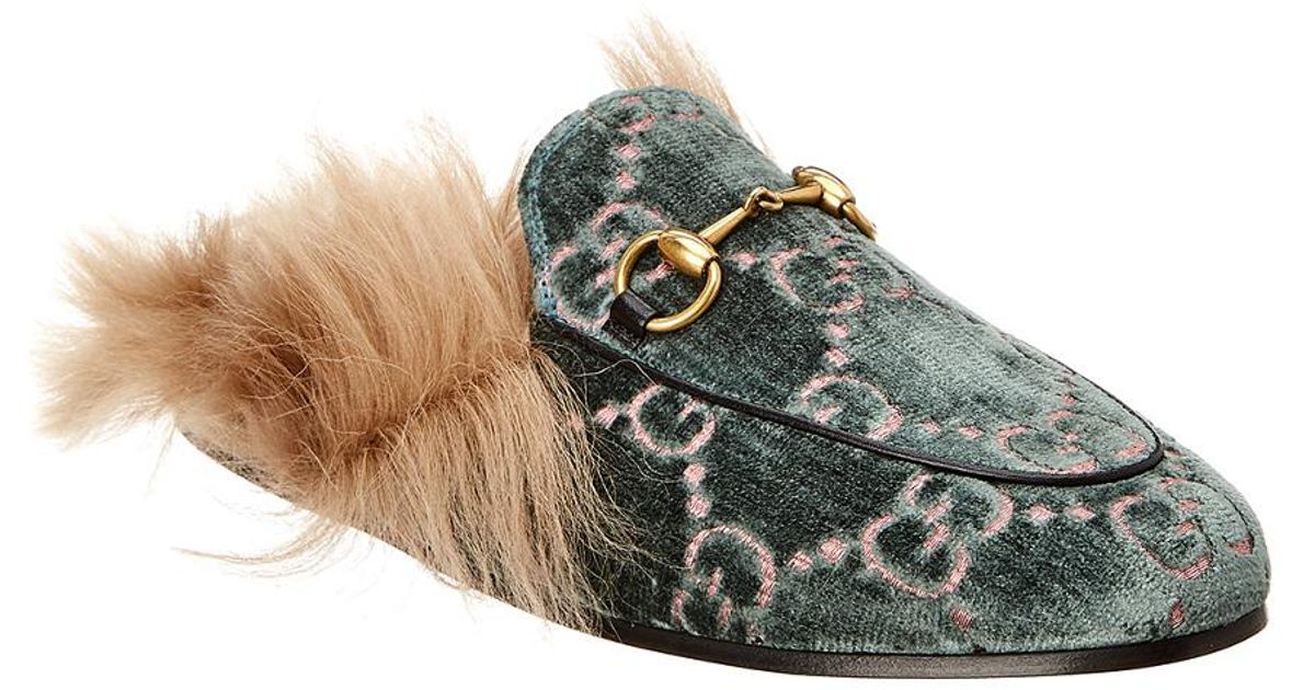 gucci princetown gg velvet slipper