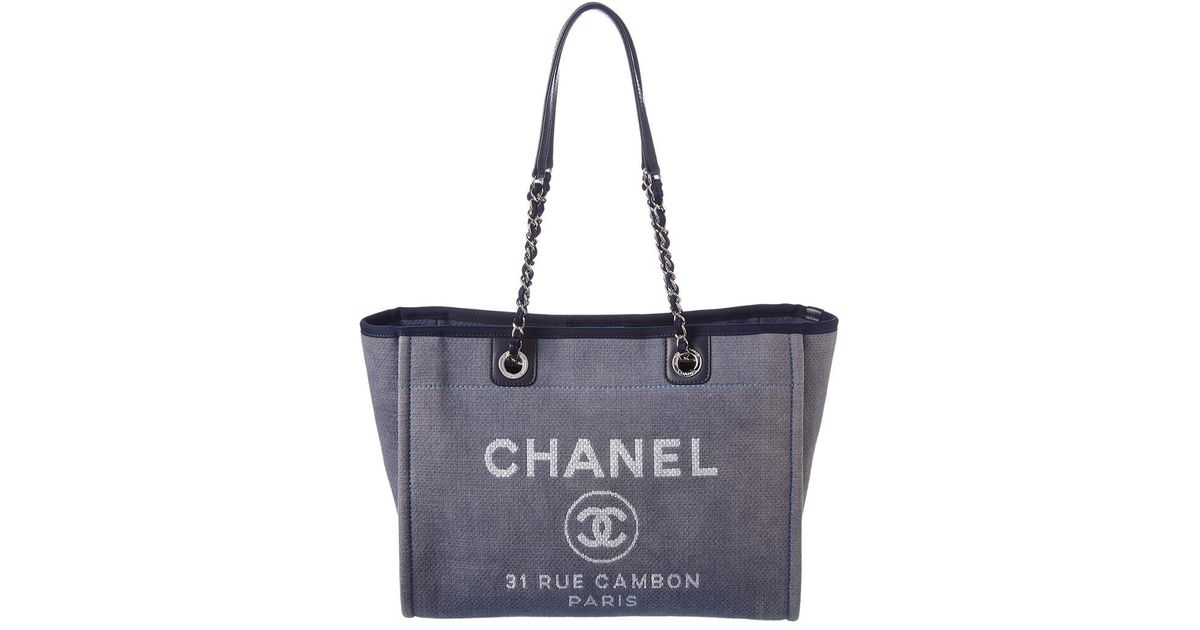 Chanel Blue Denim Deauville Tote | Lyst