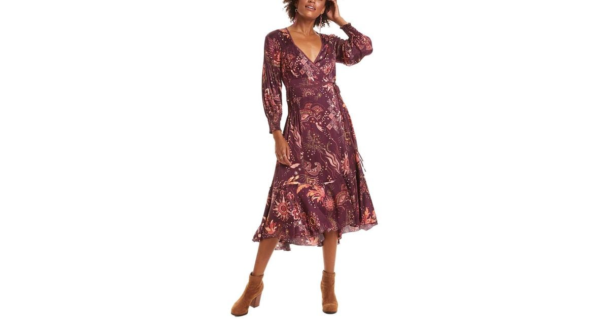 Odd Molly Synthetic Spirit Wrap Dress in Burgundy (Red) - Lyst