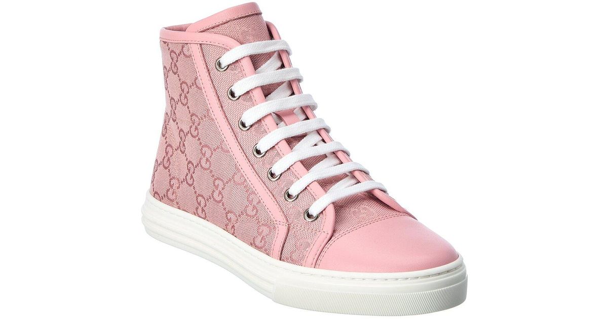 Gucci GG Canvas & Leather High-top Sneaker in Pink | Lyst UK
