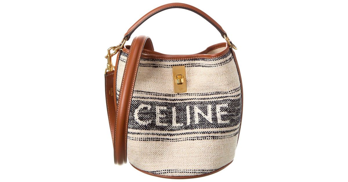Celine Triomphe Canvas Bucket Bag - Brown Bucket Bags, Handbags