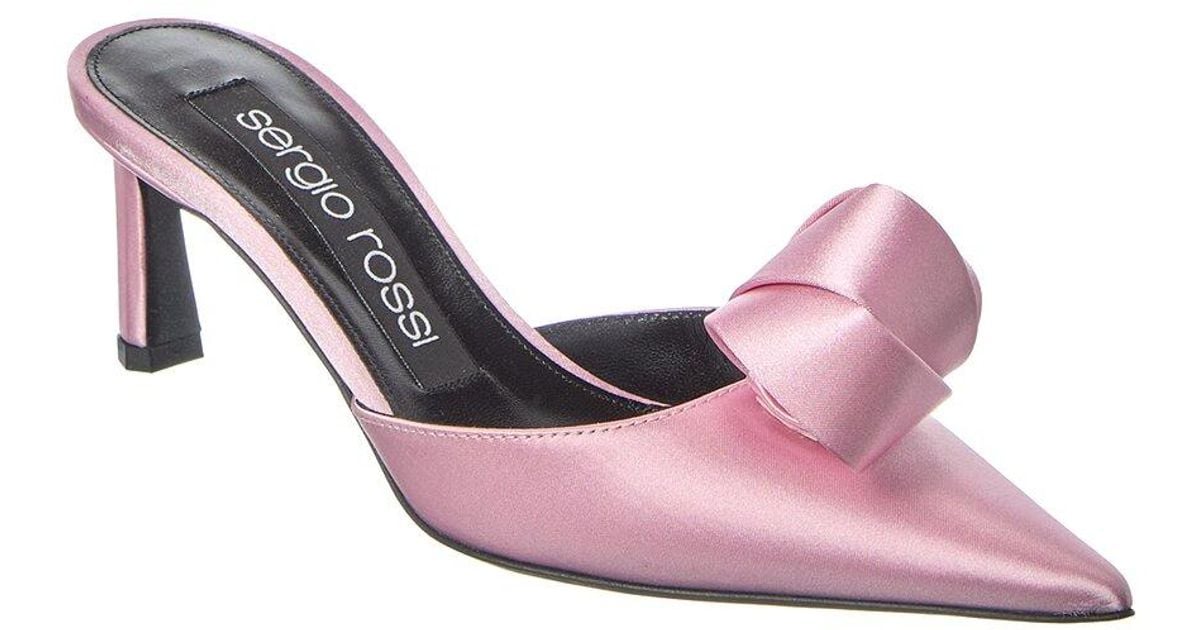 Sergio Rossi Bigoudi Satin Mule in Pink | Lyst