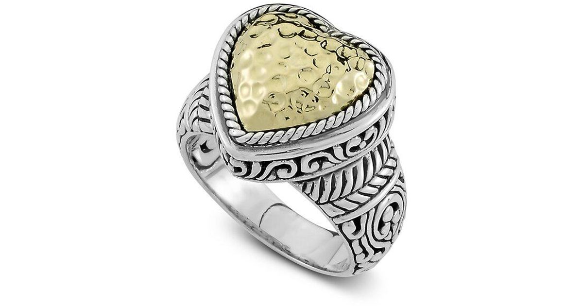 Samuel B. 18k & Silver Hammered Heart Ring in White | Lyst