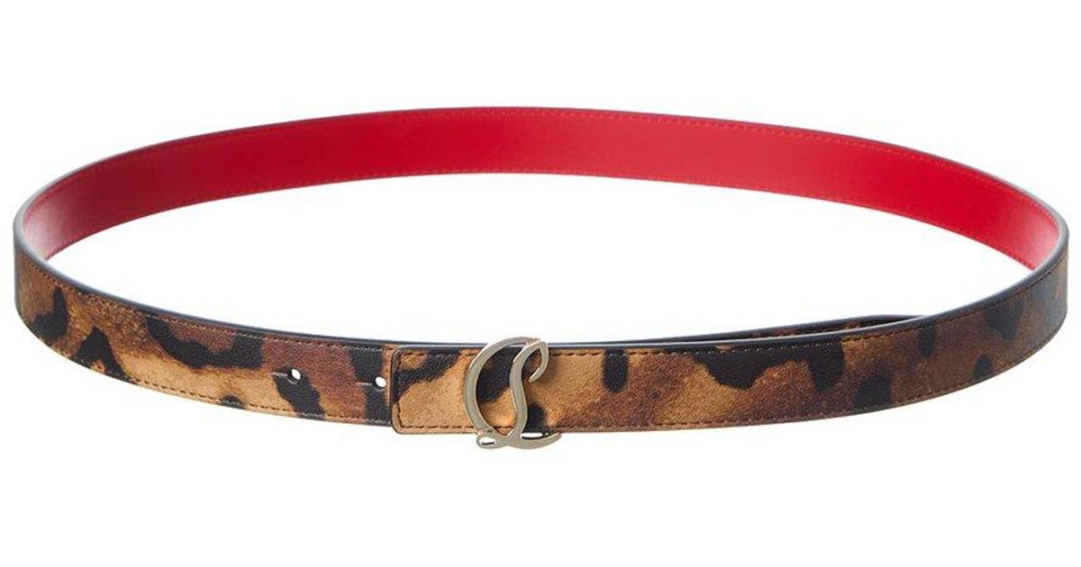 Christian Louboutin Women’s Brown/Red Leather Belt Christian Louboutin Red Patent Leather CL Buckle Belt Size 70 main image 3