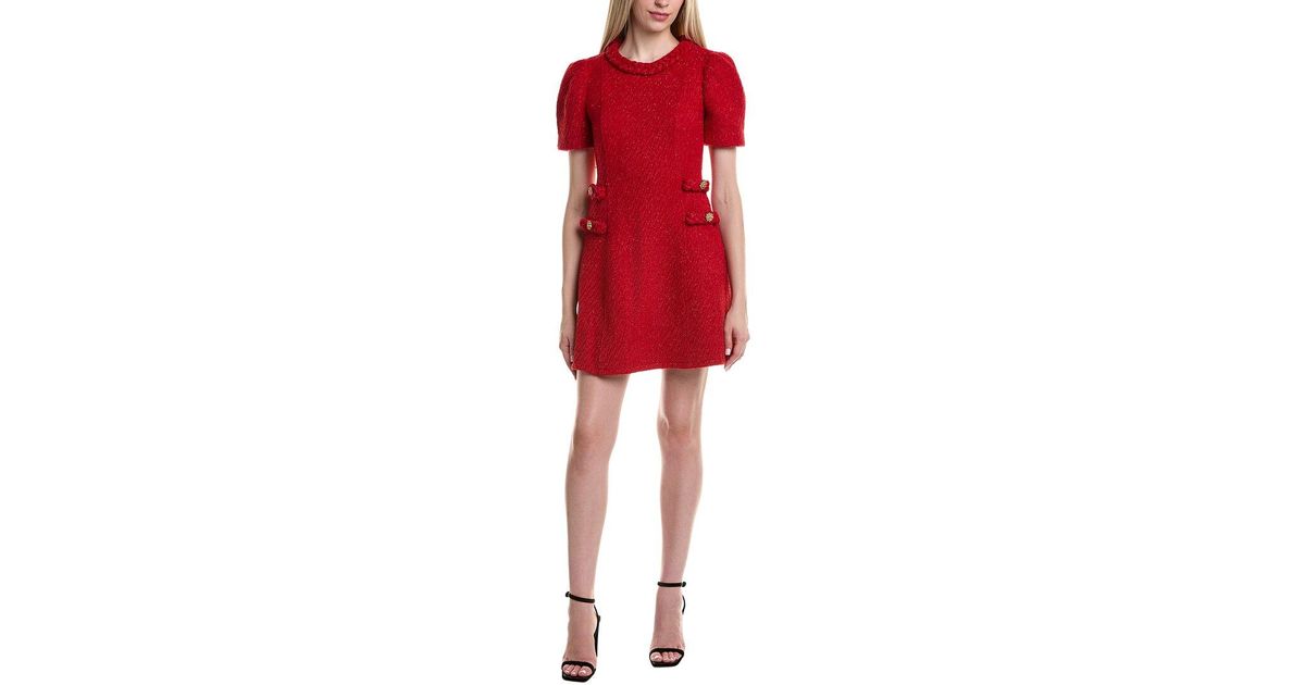 FLORA BEA NYC Wool-Blend Mini Dress in Red | Lyst UK