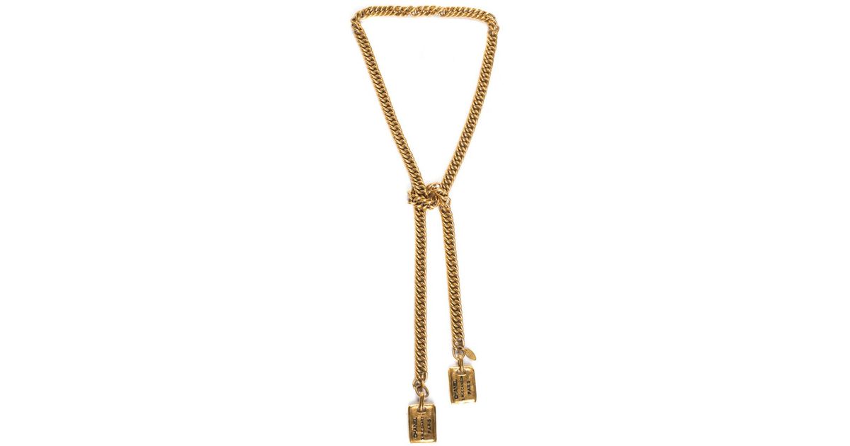 Chanel Gold-tone Rue Cambon Tag Lariat 