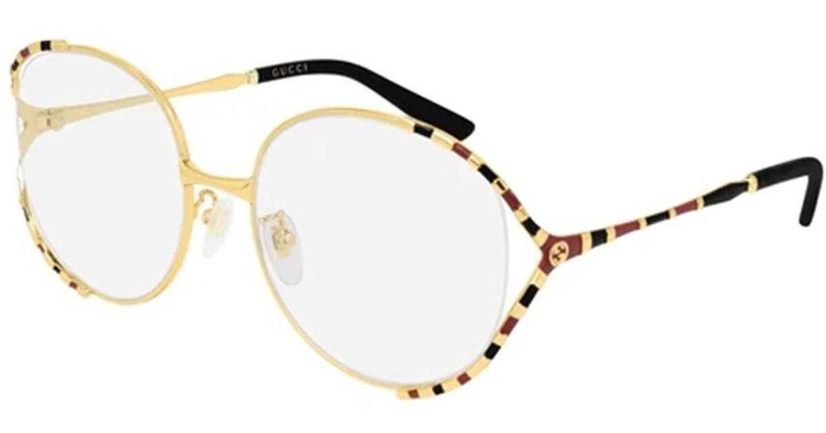 Gucci GG0596OA 002 Eyeglasses Gold / Pink 58mm Round Frame Gucci GG1466OA 003 Eyeglasses Pink/Gold Full Rim Oval Shape  main image 4