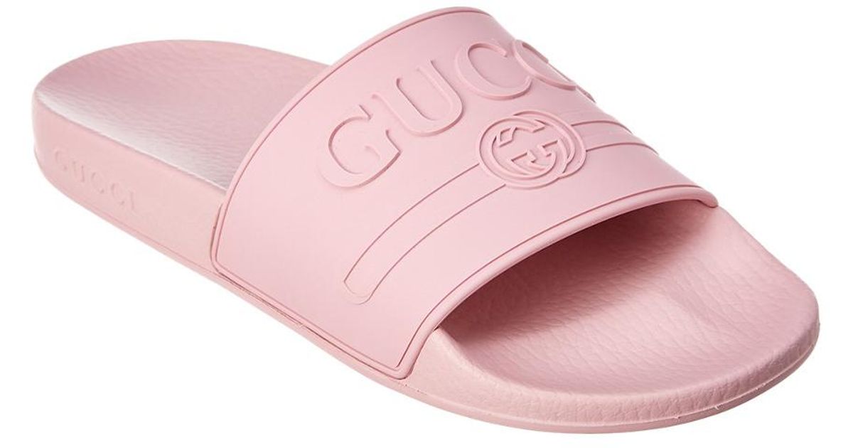GUCCI rubber logo Sandals pink