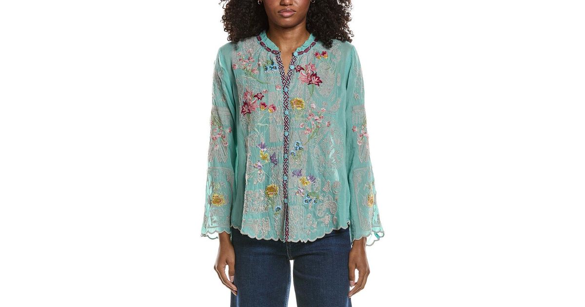 Johnny Was Allbee Blouse in Green | Lyst