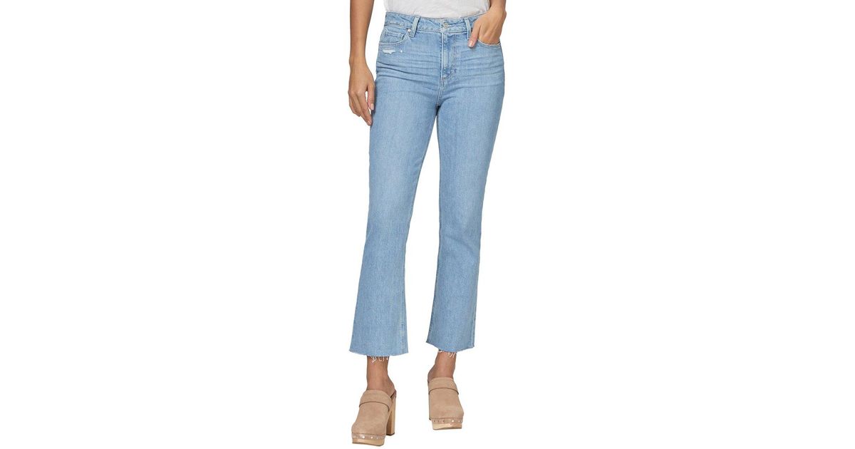 PAIGE Vintage Colette Starcourt Distressed Flare Jean in Blue | Lyst