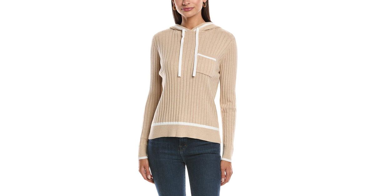 Minnie Rose - Women - White Cotton Cashmere Baby Shaker Hoodie With Tipping