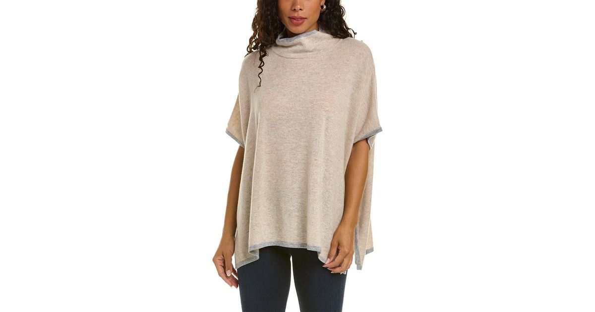 Forte Tipped Funnel Cashmere Poncho in Natural | Lyst