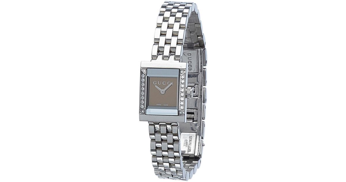 Gucci 128.5 Square Stainless Steel Watch in Metallic | Lyst