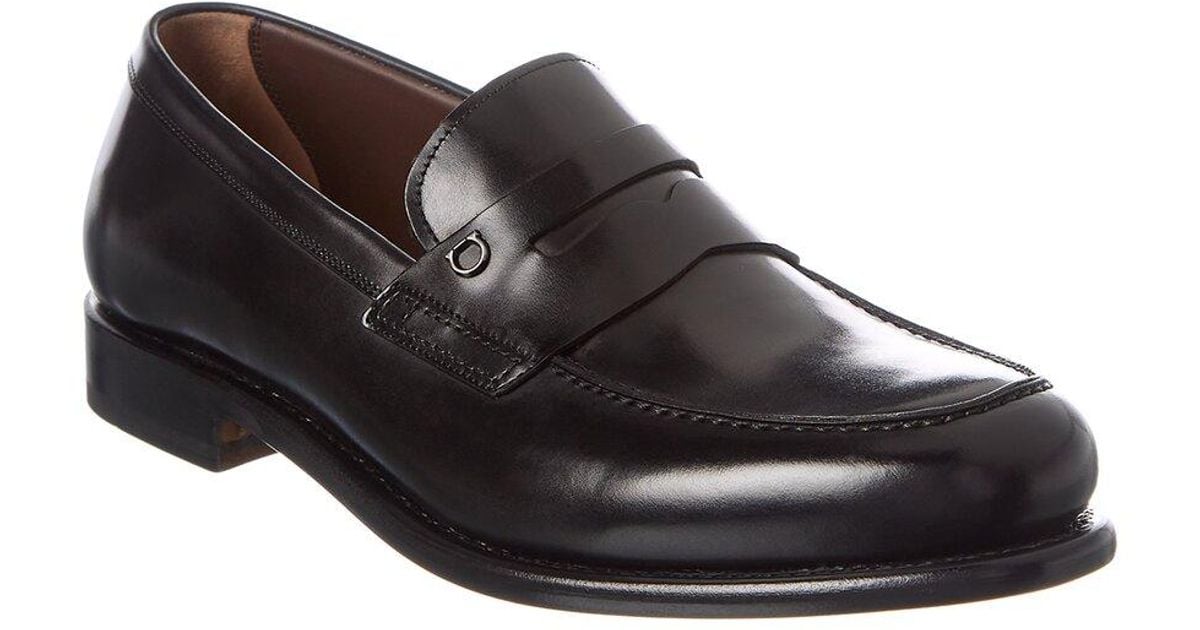 Ferragamo Theodore Leather Loafer in Black for Men | Lyst