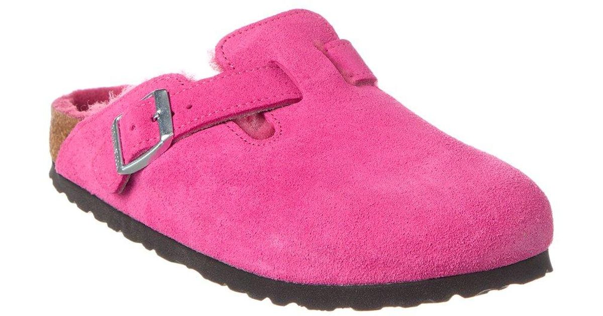 Pink suede clogs sale