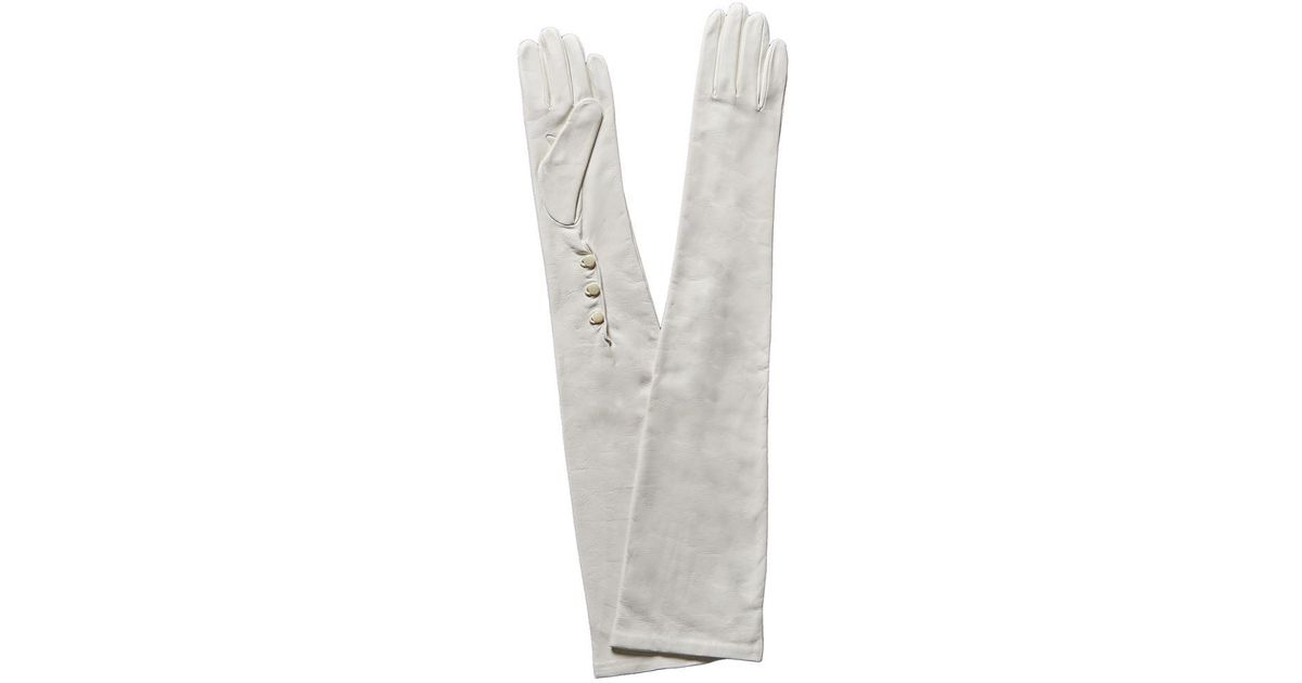 Portolano White Silk-lined Leather Opera Gloves | Lyst