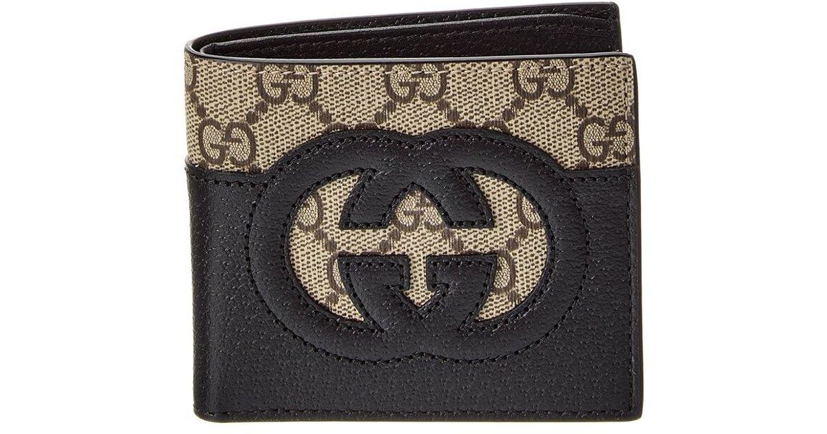 Gucci Interlocking G Gg Supreme Canvas & Leather Bifold Wallet in 