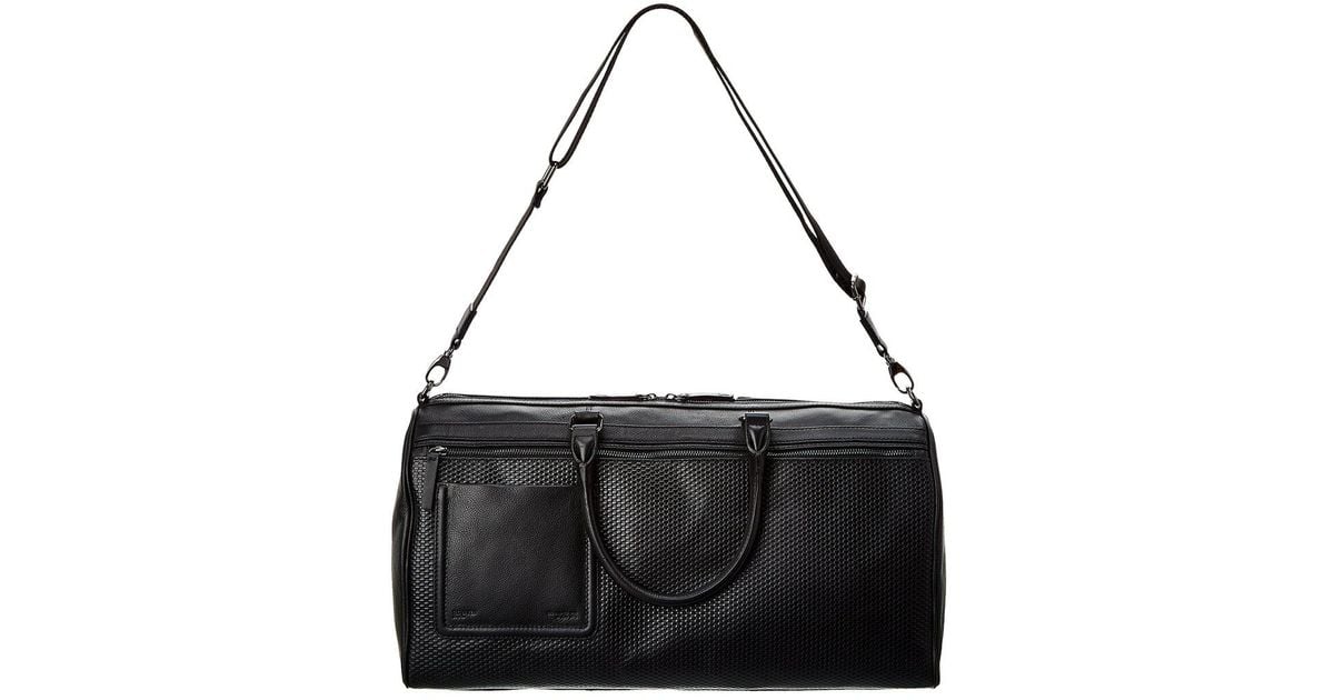 Ted Baker Canvay Texture Leather Holdall Duffel Bag in Black for Men Lyst