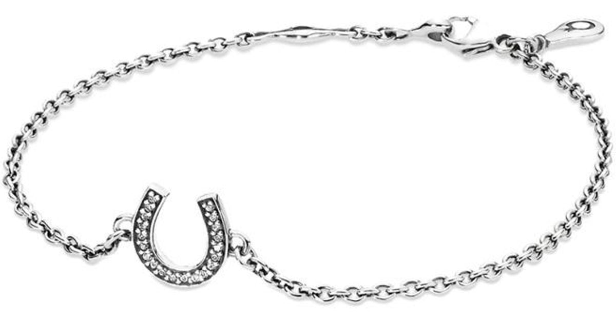 Lyst Pandora Symbol Of Luck Silver Cz Horseshoe Bracelet In Metallic