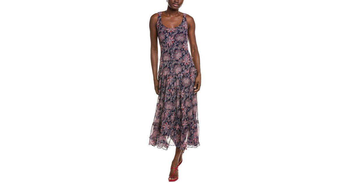 jones new york long dresses Jones New York Smocked Yoke Tiered Linen-Blend Maxi Dress