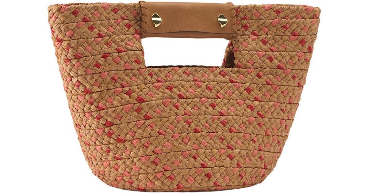 Helen Kaminski Remi Mini Raffia & Leather Tote in Brown | Lyst