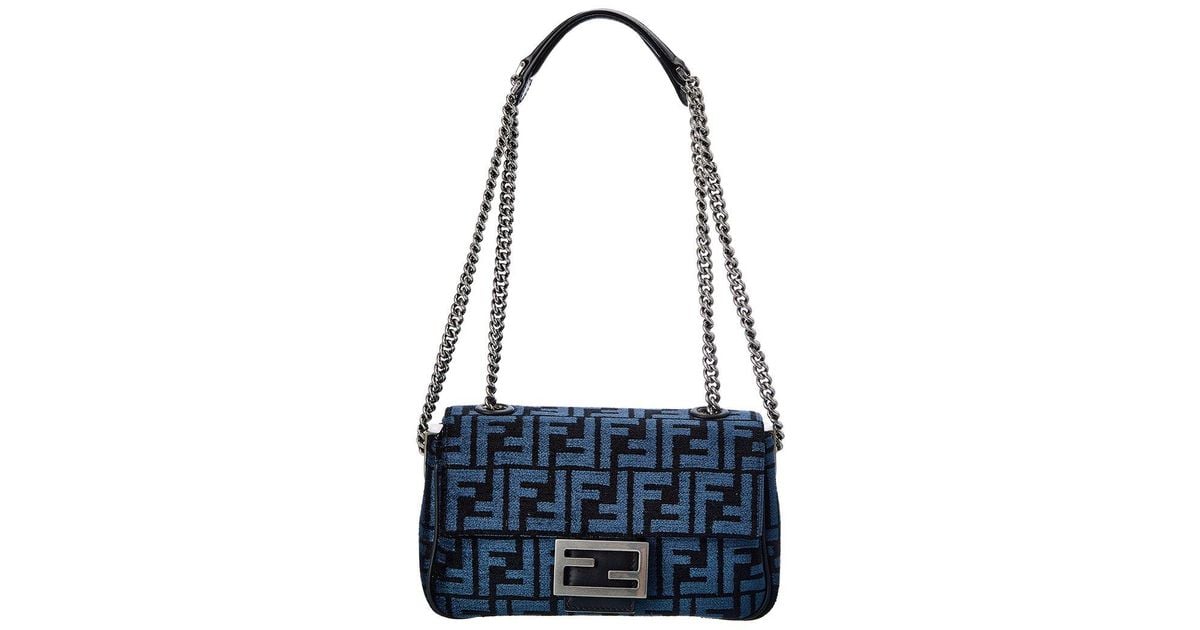 Fendi Baguette Midi Ff Tapestry Shoulder Bag in Blue | Lyst Australia