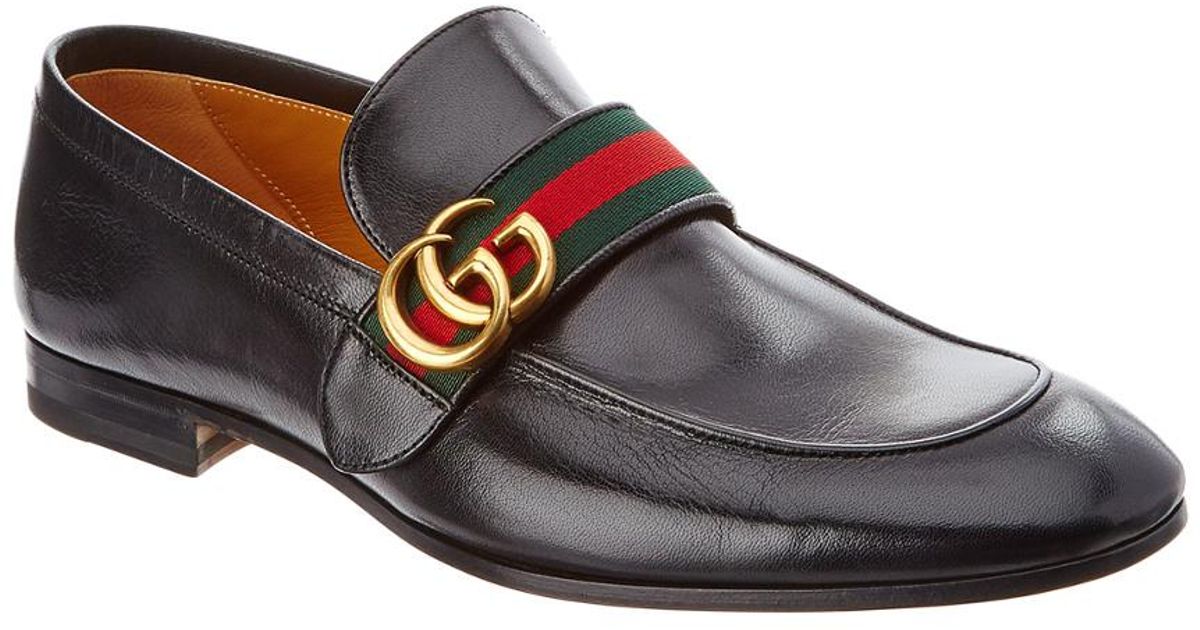leather loafer with gg