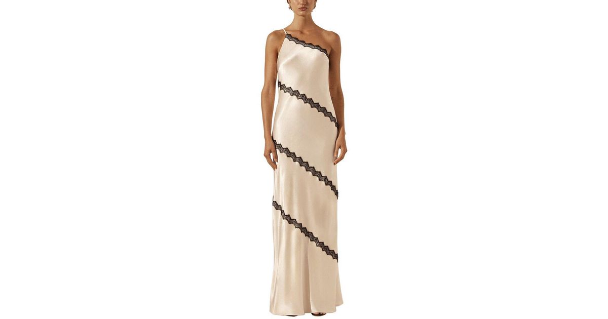 Shona Joy Camille Lace Asymmetrical Maxi Dress in Natural | Lyst Shona Joy Camille Lace Asymmetrical Maxi Dress in Natural | Lyst