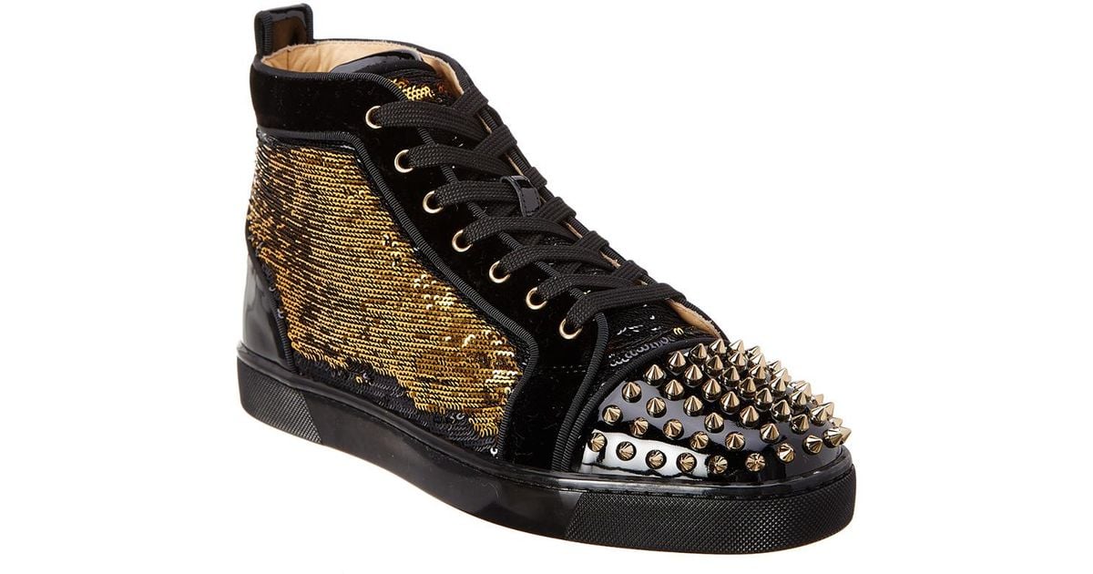 black and gold christian louboutin sneakers