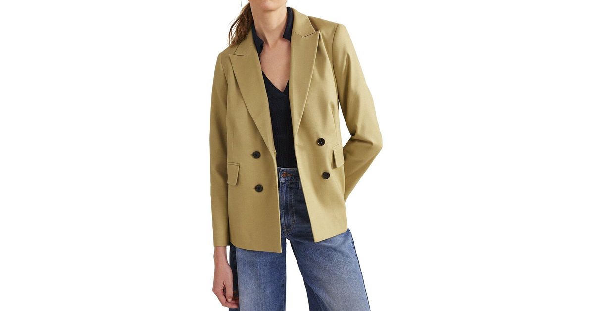 Boden Double breasted Twill Blazer in Natural Lyst Canada