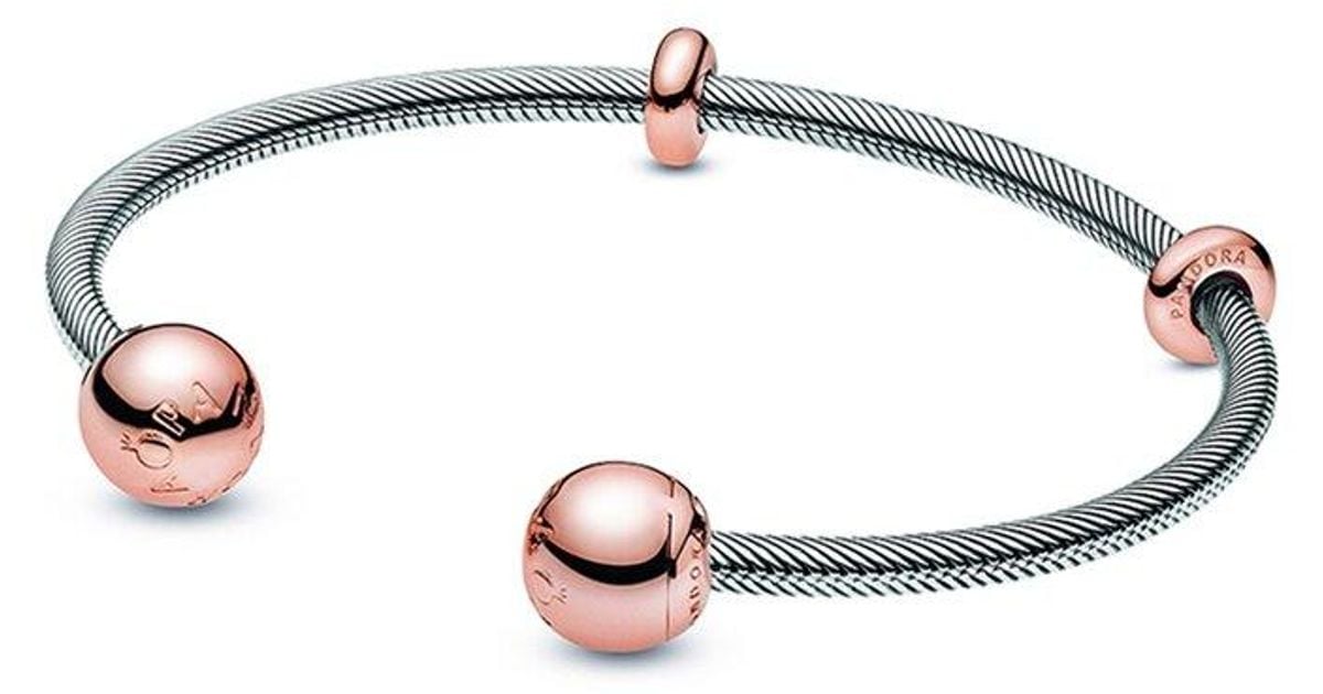 PANDORA Moments 14k Rose Gold Plated & Silver Interchangeable End Cap