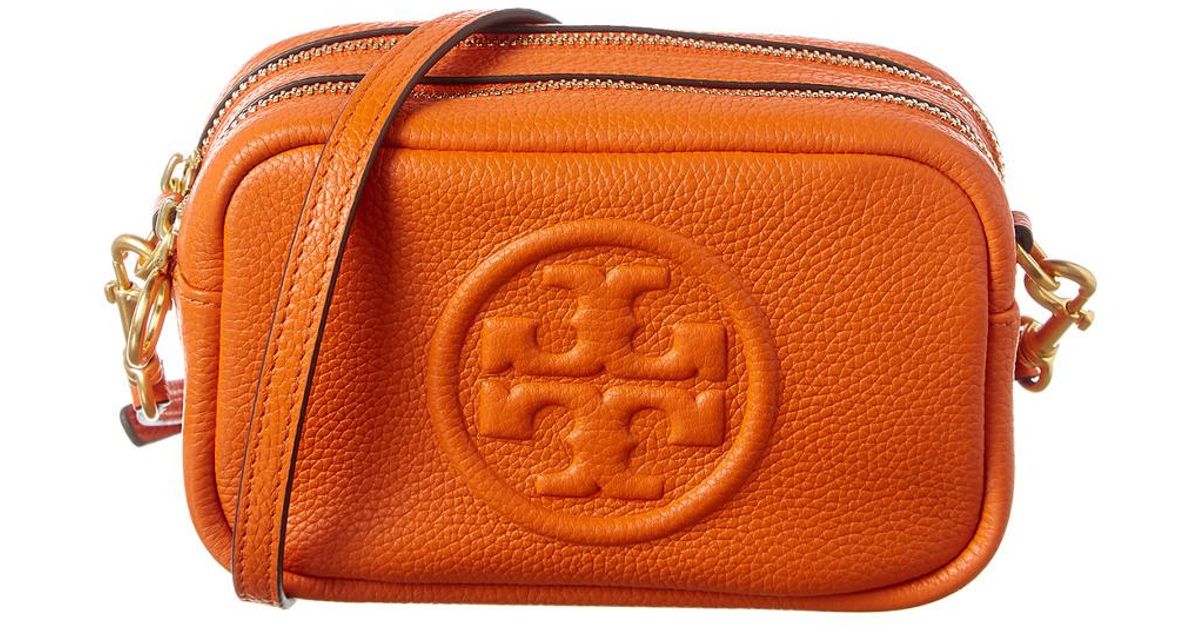 Tory Burch Perry Bombe Leather Crossbody Bag in Orange Lyst