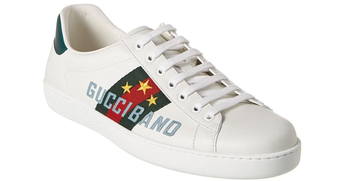 Gucci Band Ace Leather Sneaker in White for Men - Lyst