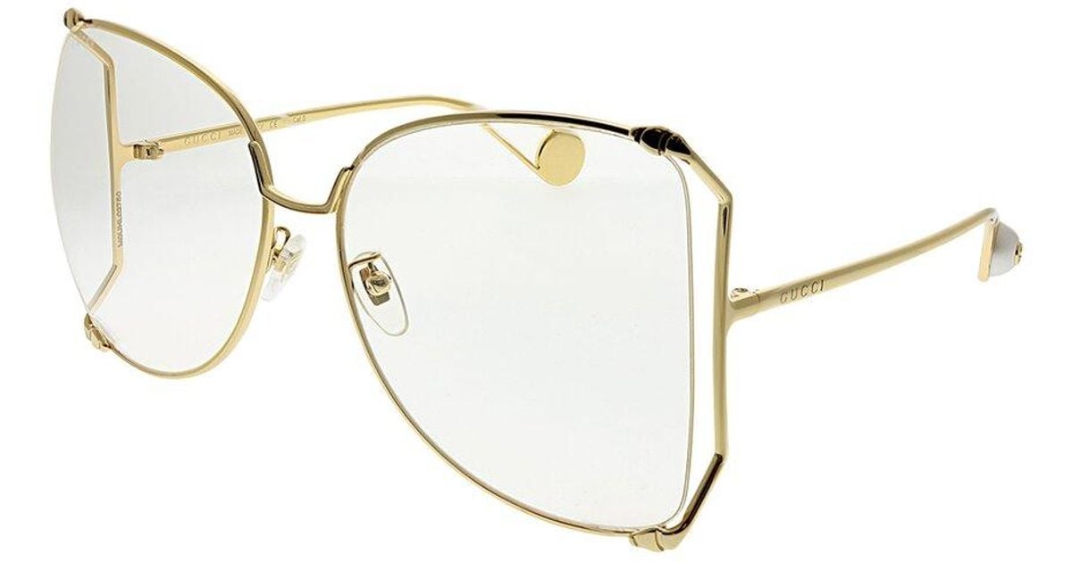 Gucci Transparent Oversized Ladies Sunglasses 001 63 in Yellow Lyst