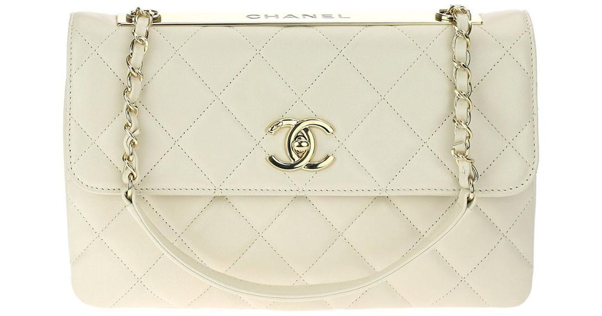 Chanel Beige Lambskin Leather Trendy Cc Small Single Flap Bag in Natural