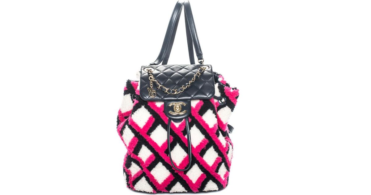 chanel shearling backpack