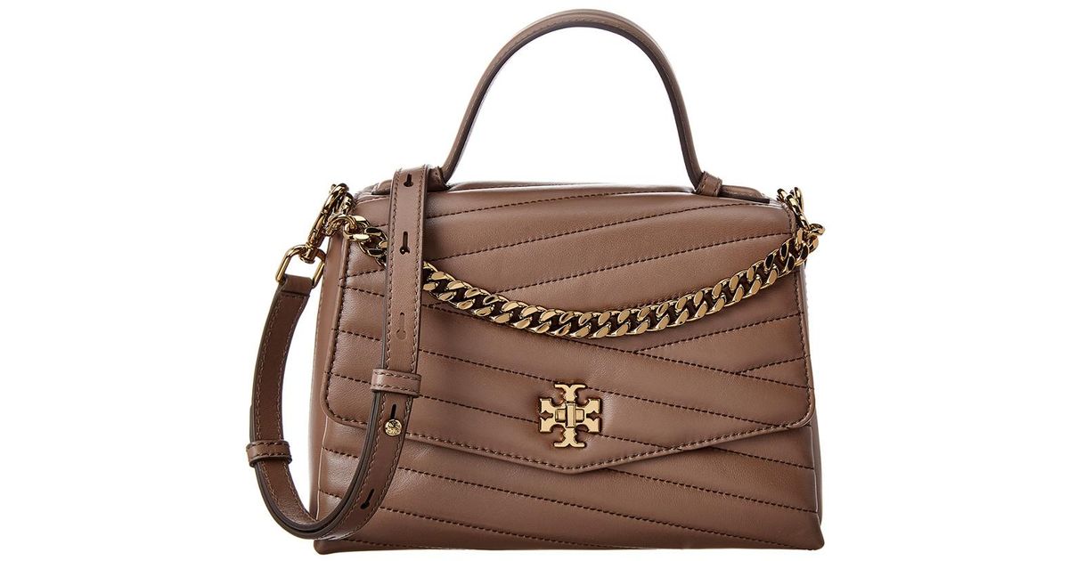 Tory Burch Kira Chevron Quilted Leather Top Handle Satchel in Brown