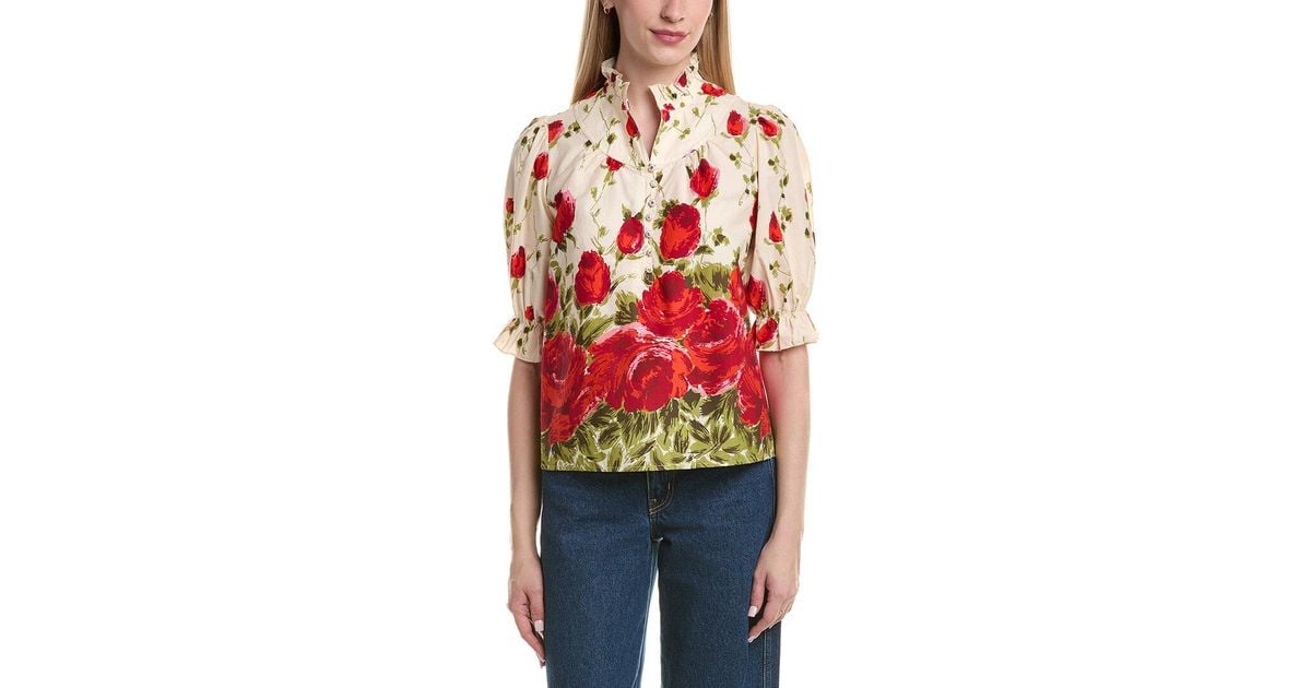 FLORA BEA NYC Edith Top in Red | Lyst UK