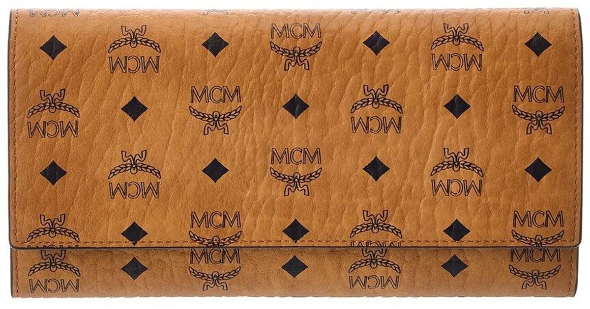 MCM Original Visetos Trifold Wallet in Brown Lyst
