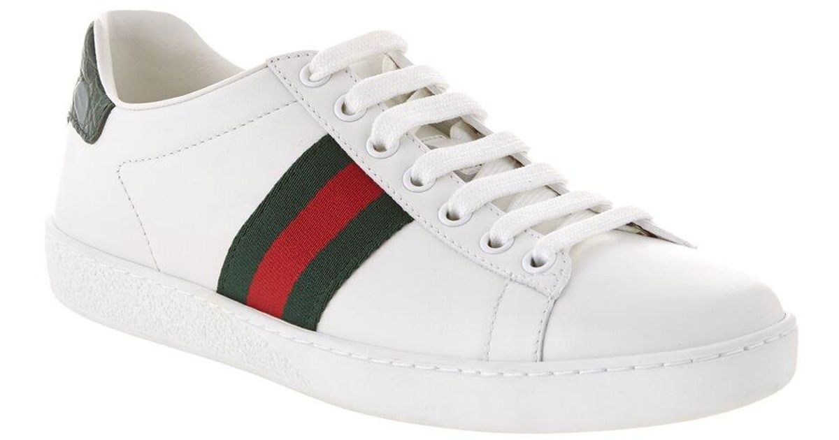 Gucci Ace Leather Sneaker in White | Lyst