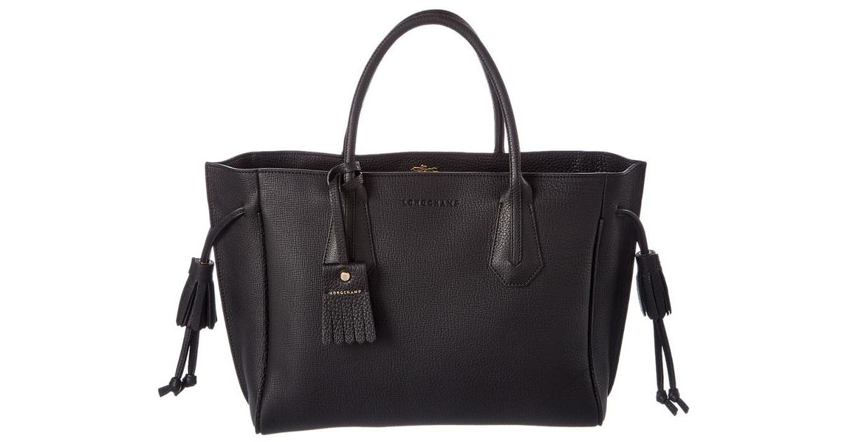 Longchamp Penelope Medium Leather Tote Bag in Black | Lyst Australia