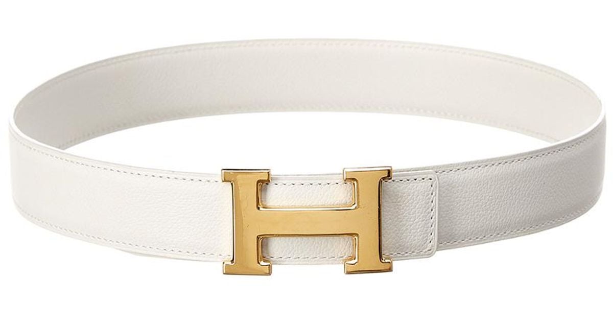 Hermès White Leather Constance Belt 