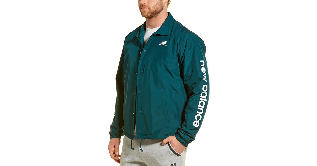 New Balance Fleece Weather Coach Jacket in Green for Men - Lyst