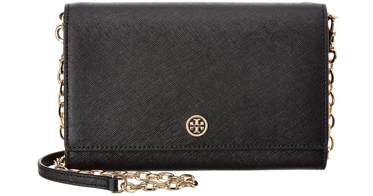 Tory Burch Robinson Leather Chain Wallet Crossbody in Black Lyst