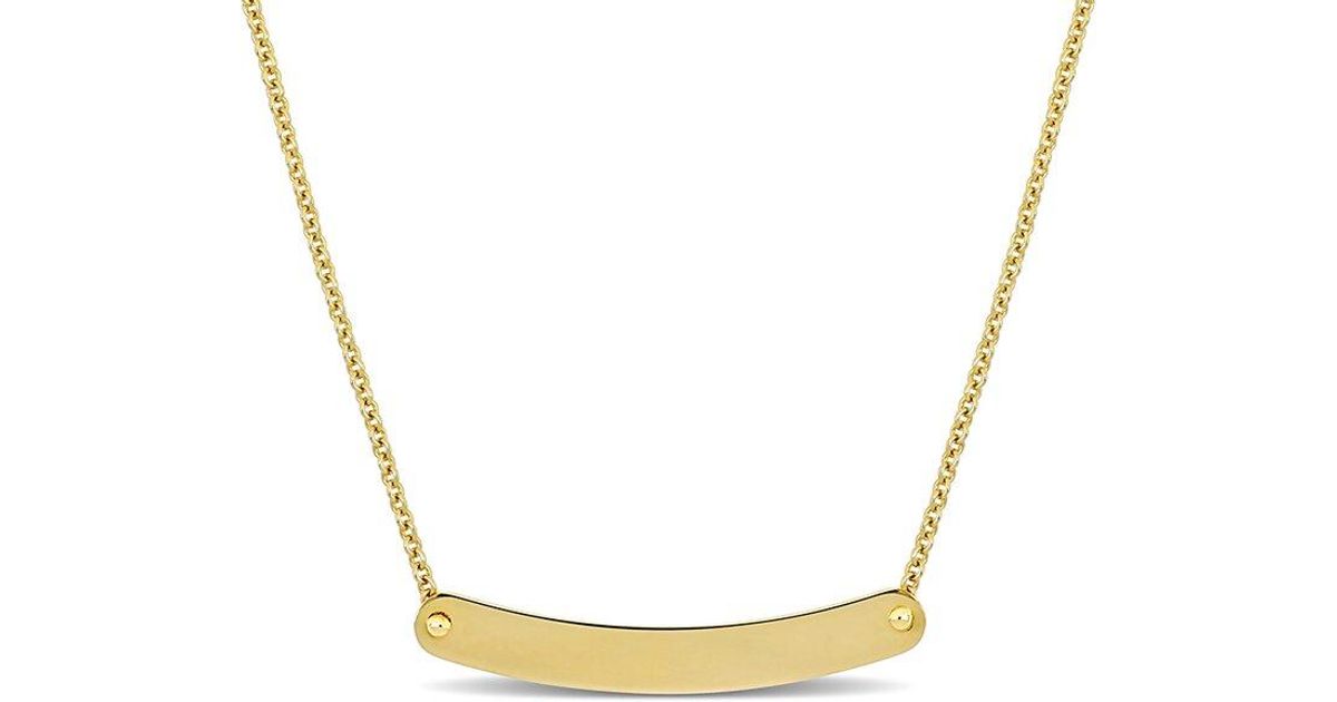 Italian Gold 14K Bar Curve Id Necklace in Metallic | Lyst