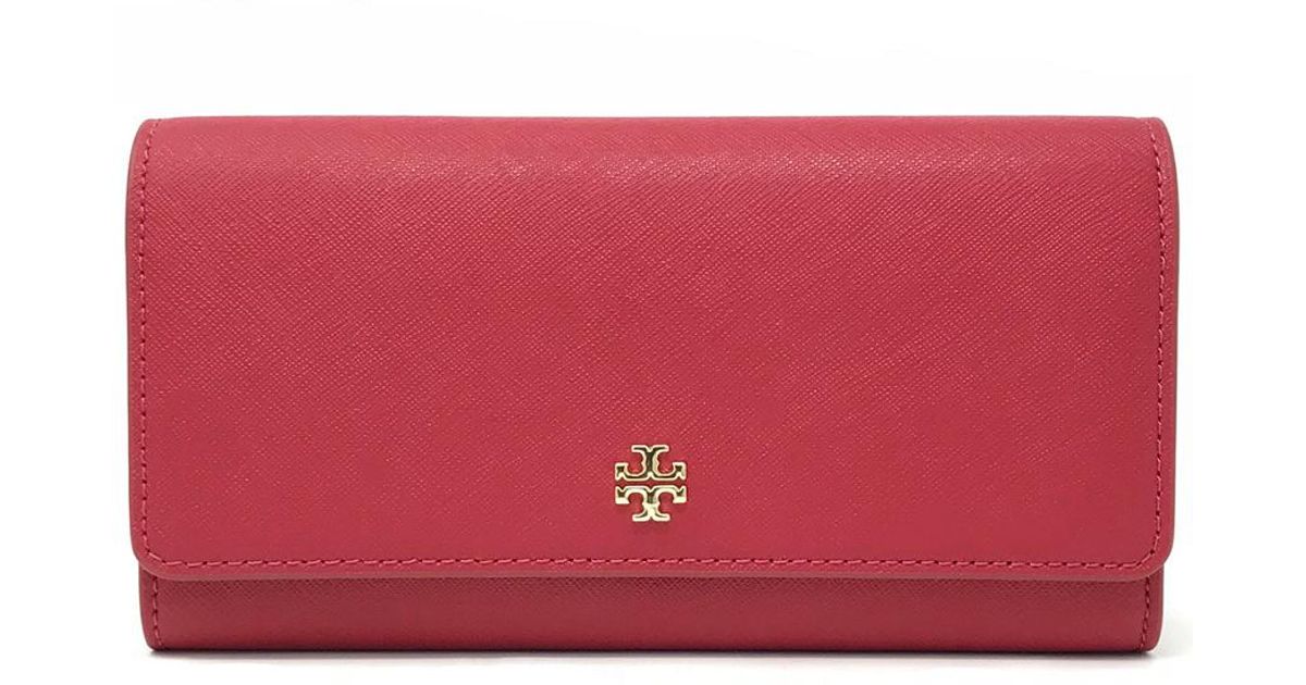 Tory Burch Leather Emerson Envelope Continental Wallet in Red Lyst