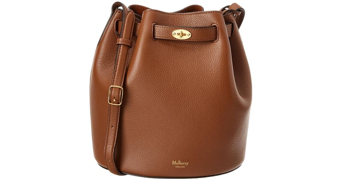 Mulberry Abbey Oak Small Classic Grain Leather Bucket Bag in Brown | Lyst
