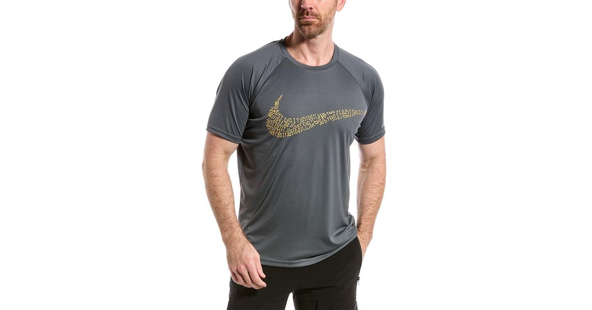 Nike Dri-fit Just Do It Swoosh Logo T-shirt in Gray for Men | Lyst