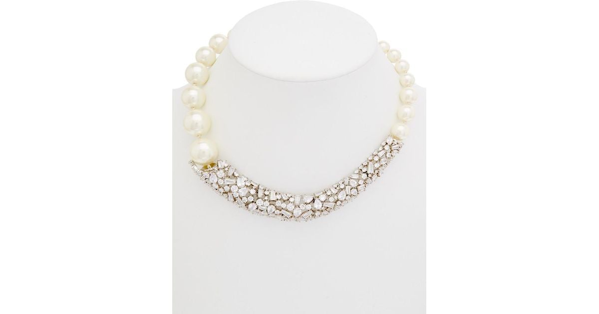 Carolee Pearl Premier Cz Statement Collar Necklace - Lyst